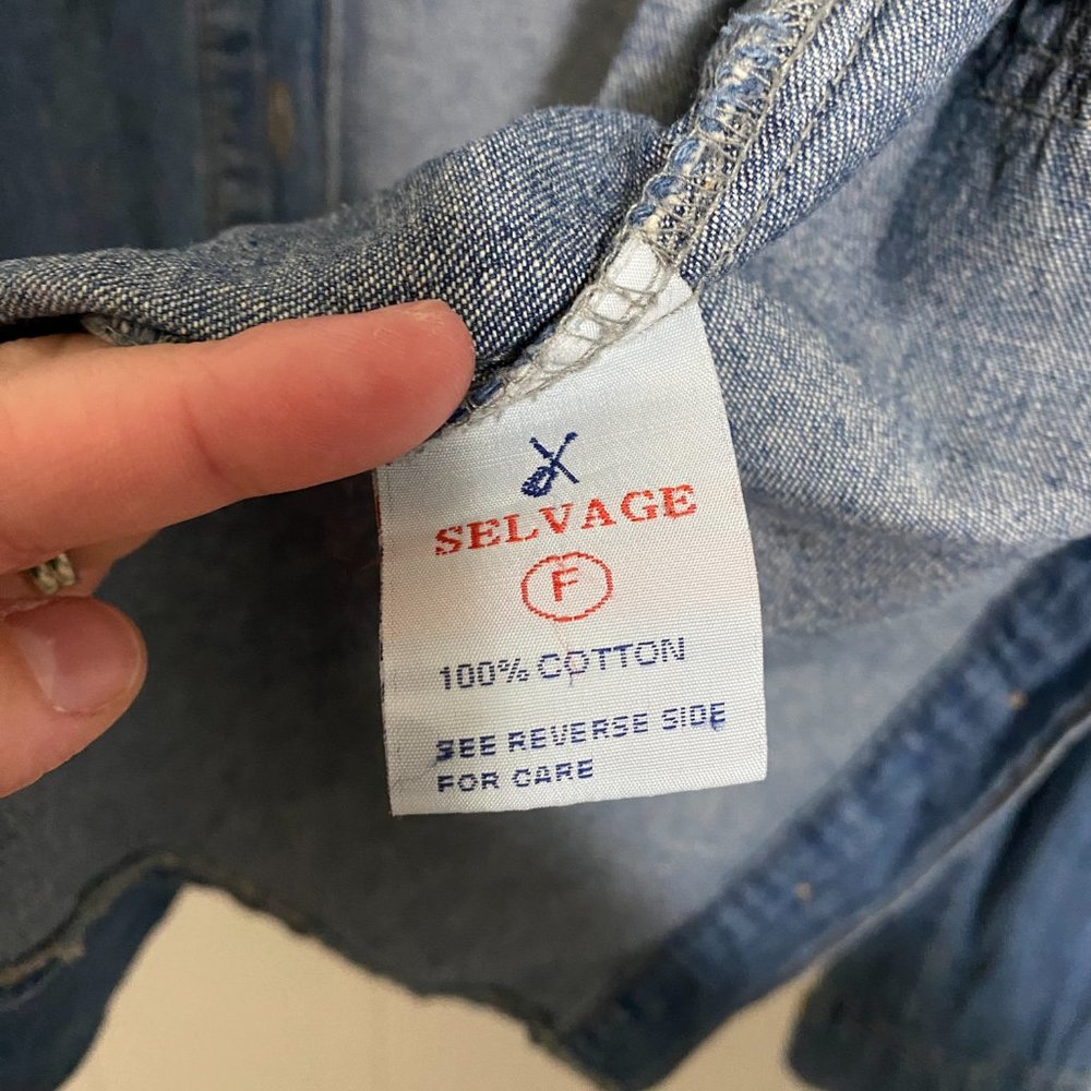 Selvage Women's Denim Chambray Shirt Button Down Long Sleeve Western Size XS/S - Picture 9 of 10
